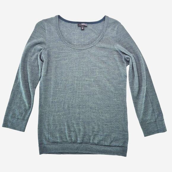 The Limited Womens Sweater Sz Med Wool Blend Green Heather Holiday Classic Layer - Picture 2 of 9